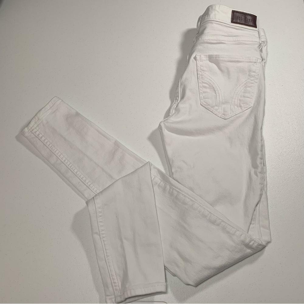Hollister High Rise Skinny‎ Stretch White distressed Jeans 24x30
